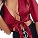 Produktbild OSYARD Damen Kurze Bandage Gewickelt Bluse Shirt Enge Crop Tops(EU 42/M, Rot)
