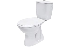 VBCHOME Atlantic Ensemble WC complet en céramique avec réservoir de chasse d'eau en Duroplast pour une sortie horizontale
