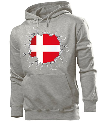 FUSSBALL – FANARTIKEL – Dänemark 5691 Herren Hoodie (HKP-GRAU) Gr. M