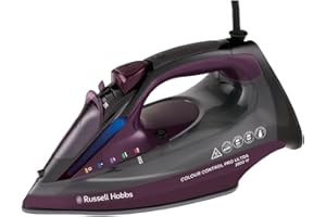 Russell Hobbs Fer à repasser vapeur (semelle antiadhésive, 195g +50g/min vapeur continue, réservoir 380ml, fonctions: auto-nettoyage, anti-calcaire, anti-goutte, témoin lumineux, 2800W) 27281-56