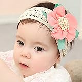 KimBe-Babies' Lace Flower Hair Band Headband Elastic Hair Headwear (Dark Pink)