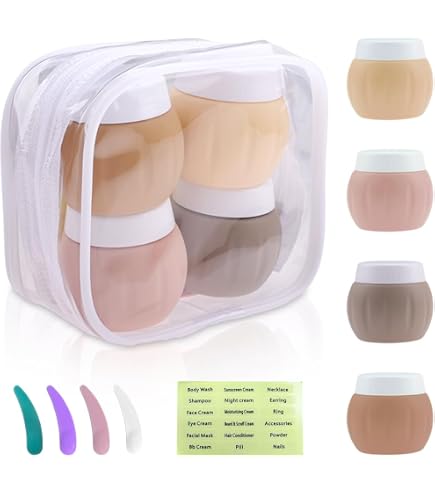 4 Pots Voyage Silicone 30 Ml - Sans BPA, Anti-fuite - Avec Spatule Et étiquette - Pour Crèmes Et Cosmétiques