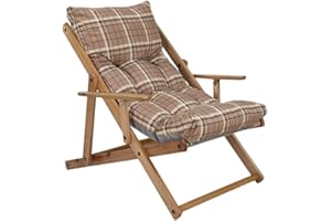 Liberoshopping Sillón plegable de madera de abeto con 3 posiciones, cojín de tela acolchada para salón o jardín, fabricado en Italia – Relax (avellana)