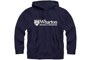 Ivysport University of Pennsylvania Cotton Hooded Sweatshirt with Front Pocket with Official Wharton Logo, Hooded Sweatshirt, Navy, Medium