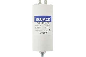 BOJACK CBB60 50uF 450V Condensador de arranque de motor para bomba de piscina 50µF 450Volt 50x106MM Conector M8 50/60Hz