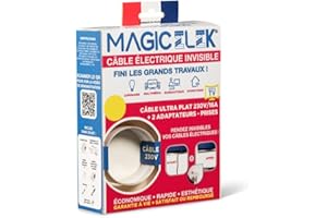 MAGIC ELEK - Câble électrique ultra plat 10M 230V/16A - fil électrique invisible- ruban électrique qui disparaît sous peinture, papier peint, carrelage, parquet Fini les goulottes passe cable
