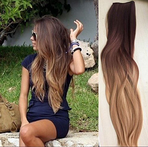 One Piece clip in hair extensions (Dark brown to sandy blonde)