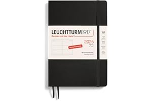 ‎LEUCHTTURM1917 LEUCHTTURM1917 370563 Wochenkalender 2025, Medium A5 Softcover - 12-Monats-Planer, 80 g, liniert - Schwarz