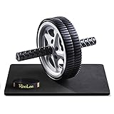Ab Wheel Roller, RooLee Ab Wheel Roller with Thick Knee Mat, Ergonomic, Slide-proof Design, Lightweight and Portable for Abdominal Training
