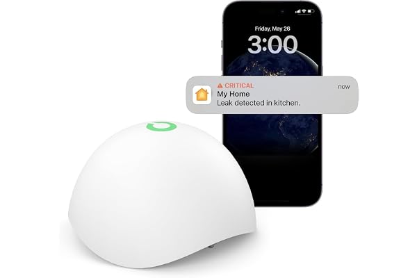 Meross Détecteur de Fuite d'eau Intelligent, Détecteur d'Indondation Compatible avec Apple Home, Alexa et SmartThings, Capteur d'eau avec Surveillance à Distance, Notifications d'Appli, HUB REQUIS