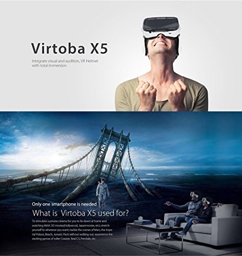 Virtoba X5 Occhiali Visore VR 3D 360Â° RealtÃ  Virtuale, per iPhone e Android Smartphones da 4 a 6 pollici, Focus Regolabile in caso di Miopia, Altoparlanti Stereo, Antiriscaldamento e Antiannebiamento