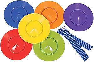 HEITIGN Juggling Sets 6 Spinning Plates and 12 Sticks Circus Juggling Game Balance Skills Toy Juggling Performance Props Clown Circus Colours Children (Colourful)