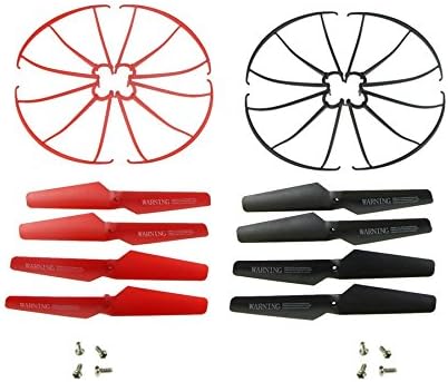Hometalks®syma X5sw X5c X5sc X5c-1 X5 Quadcopter 8pcs Main Blades Propellers / 2pcs Protection Frame Spare Part for X5sw(black/red)