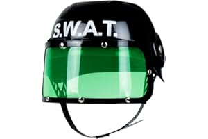 Boland - Policja kask dziecięcy, policjant, pasek pod brodę, zielony wizjer, składany, kostium, karnawał, impreza tematyczna