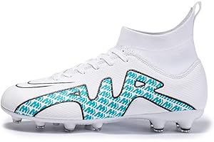 WOWEI Crampons de Foot Homme Professionnel Chaussures de Football Homme Garçon High Top Spike Crampons Antidérapant Athlétisme Entrainement Chaussures de Sport Adolescents