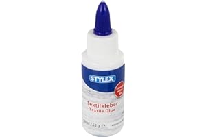 Stylex 23347 - Colle textile - Flacon de 53 g - Colle inodore pour tissus et textiles - Sans solvant - Séchage transparent et lavable jusqu'à 40 °C