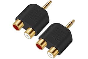 3.5mm to RCA Splitter Adapter - Oxsubor Gold Plated 3.5mm Male Stereo to 2 RCA Female Jack Y Plug Audio Converter (2 Pack)