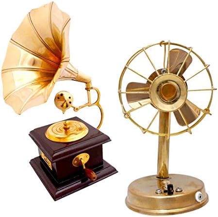 Buy Radha Krishna Shop Handicraft Fan &amp; Gramophone Showpiece Combo Set-579
