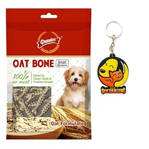 Gnawlers Oat Bone Dog Treat, 225 g (25 Pieces, Small) (Oat Bone) with Free Key Ring - Sold by Foodie Puppies