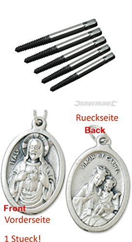 Preisvergleich Produktbild Schraubenausdreher, 5 teilig Satz 3 – 18 mm, Ausdreher, Schraubenlöser, Ausdrehsatz (92997799990076) mit Anhänger Herz Jesu 2,5cm