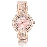 Frauen kleiden Uhr, Filfeel Mode Armband Uhren Luxus Strass elektrische Damen(Rose Gold)
