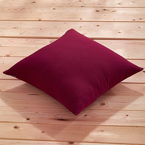 long-staple cotton pillow Japanese-style cotton solid color pillow Plaid plain cotton cushion-E 48x48cm(19x19inch)VersionB