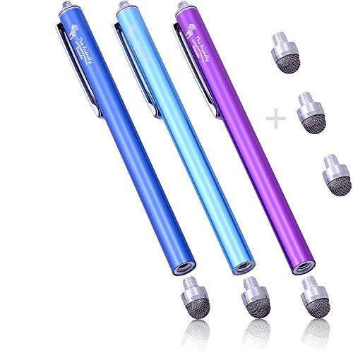 The Friendly Swede 3 Stück Hybrid Stylus Touchscreen Eingabestift mit austauschbarer Mikrofaserspitze (dunkelblau, hellblau, lila)