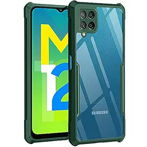 WOW Imagine Shock Proof Clear Back Case Mobile Cover for Samsung Galaxy M12 / A12 / F12 (Hard | Hybrid PC + TPU | Full Armour Device & Camera Protection | Camo Green)