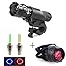 Produktbild Wasserdicht 300lm Fahrradlicht LED Set - 1 Sets vorne (3 Farben) und 1 Sets wieder Lights und 2 Radlicht- schmal & robust - Mount w/out Werkzeuge - Road, Racing & Mountain - passt für alle Fahrräder (blau)