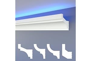 HEXIMO LED Molduras de estuco clásico, molduras de pared y techo con iluminación indirecta de poliestireno XPS Cala ligera (20,4 Metros HLED 3)