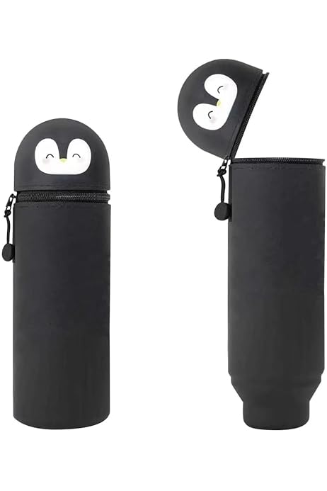 Trousse 2 En 1 En Silicone Souple - Forme Chat Noir - Porte-stylo De Table Extensible - Pour école, Bureau, Cadeau - 4
