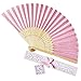 Produktbild Kviklo Handfächer Faltseide Fächer Handfächerhold Durchbrochener Bambus Massiver Orientalischer Tanz Hochzeit Kostümdekoration Geschenkbox(Rosa,21cm)