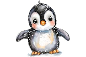 LAOGRAPHICS x4 Baby Penguin Vinyl Stickers Cover Marks Non Transparent Waterproof Nursery Decals 1@ 20cm Tall Ideal for Toilets, car, Toybox, Wall - 3@ 7cm Tall Ideal for Phone, Cups, Jars & Flask (Penguin)