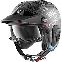 Tiburón x-drak Freestyle Open Face casco de moto, Matt Black Anthracite Blue, Large