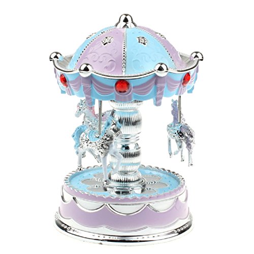 Tonsee® Merry-Go-Round Music Box Christmas Birthday Gift Carousel Toddler Toys (Blue)