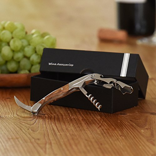 ALBARGO – Weinzubehör -Weinflaschenöffner professionelles Kellnermesser, Sommeliermesser mit 2 Stufen Korkenzieher und integriertem Flaschenöffner, inkl. edler Geschenkverpackung - 3