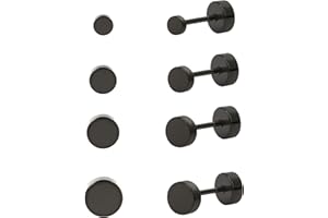 ESHIONER G23 Titanium Kolczyki dla mężczyzn Kobieta Dziewczyna Srebrny Czarny Opal Perła Kolczyki Cubic Cyrkon Płaskie Kolczyki Tytanowe Kolczyki Wrażliwe Kolczyki dla Ucha Hipoalergiczne Kolczyki