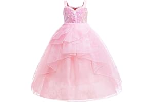 Lito Angels Girls Witch Elphaba Costume with Cape Gothic Deluxe Black Lace Tulle Dress Ball Gown for Halloween Masquerade Role Play