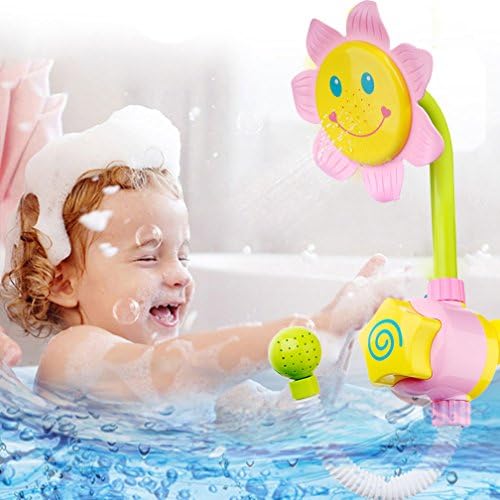 Baby Bath Toy Sunflower Bathtime Toy Shower Spray Bath Toy For Kids Gifts（Color:Pink）
