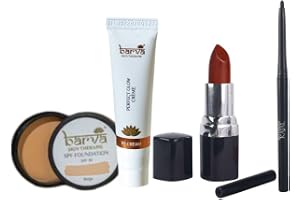 Barva Simple Makeover Kit Ghee-Enriched Makeup Contains BB Cream 10ml, Kajal, Beige Foundation & Lipstick. (Lilac)