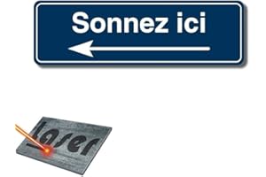 MYGOODPRICE Plaque gravée autocollante 13x4cm Sonnez ici gauche fond Bleu