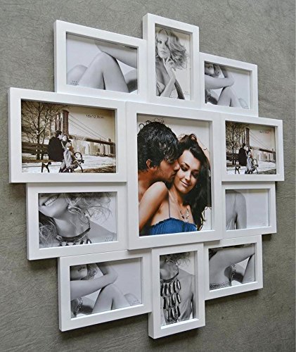 Livitat® Bilderrahmen Collage Weiß 10 x 15 cm Fotogalerie Fotorahmen barock antik Landhaus Vintage (SP 12 Fotos)