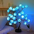 GLOWSERIE Blue Flower Rose Tree lamp Cute Room Decor for Bedroom Livingroom Birthday Mother's Day Valentine's Day Christmas Gifts for Mom Daughter Wife Girlfriend Sister