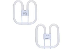 B4U 2 Pack GR10q 4 Pin 28W Compact Fluorescent Lamp, 2D Bathroom Light Bulb, CFL Low Energy Light Bulb, 4 Pin Bathroom Light Bulbs for Ceiling Lights, Warm White 3500K