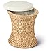 Adam Schmidt Stool with Lining, Seat Cushion and Storage Compartment Woven Water Hyacinth Height 450 mm Diameter 380 mm
