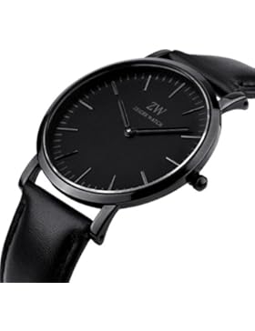 Herren Uhren Schwarz KZKR Classic Herren Armbanduhr Leder Herrenuhr Analog Quarz Leder Herren Uhr Elegant Herrenuhr...