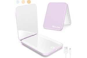 WOBSION Specchio Portatile con Luce LED per Viaggio,Pieghevole Specchietto da Borsetta di Ricaricabile USB,1x/3x Ingranditore Mirror per Trucco con Regolabile Luminosità,a Regalo,Viola