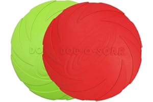 Vivifying Dog Flying Disc, 2 Pack 7 Inch Natural Rubber Floating Flying Saucer for Both Land and Water (Green + Red)