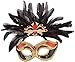 Produktbild Damen Karneval Kostüm Zubehör Maskerade Kopfschmuck Federn Maske g/F - rot/schwarz/gold, One size, One size