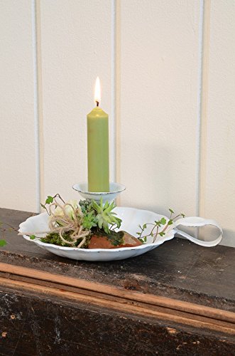 Ib Laursen – Kerzenständer, Kerzenleuchter – Nostalgisch – Emaille weiß gewellte Kante – shabby Chic Vintage - 2